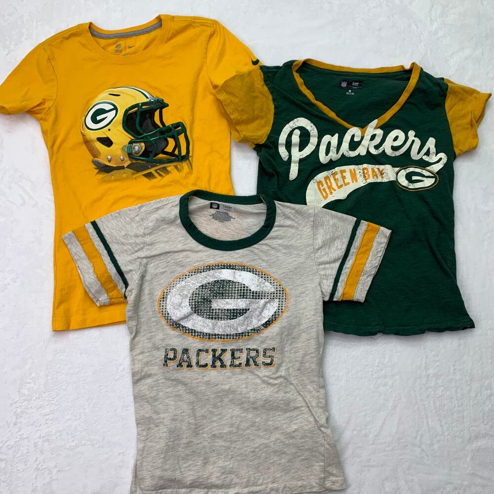 Set of 3 Womens Small Green Bay Packers TShirts NFL Football Fan Tees